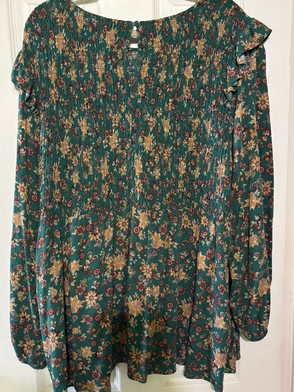 Torrid Teal Floral Smocked Blouse - Picture 5 of 5